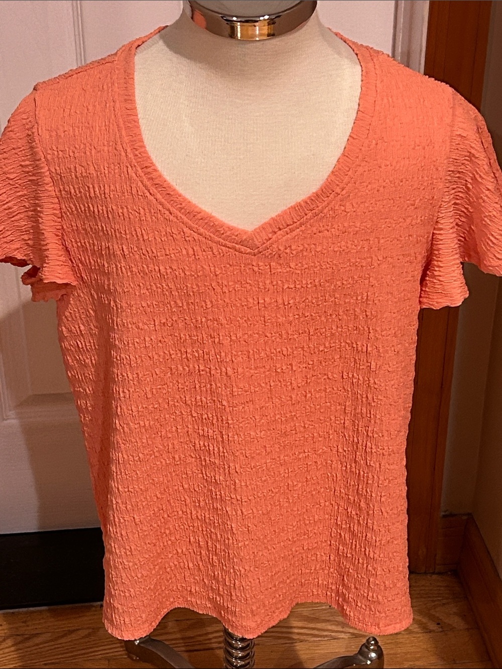 Counterparts Coral Textured V-Neck Short Sleeve Top